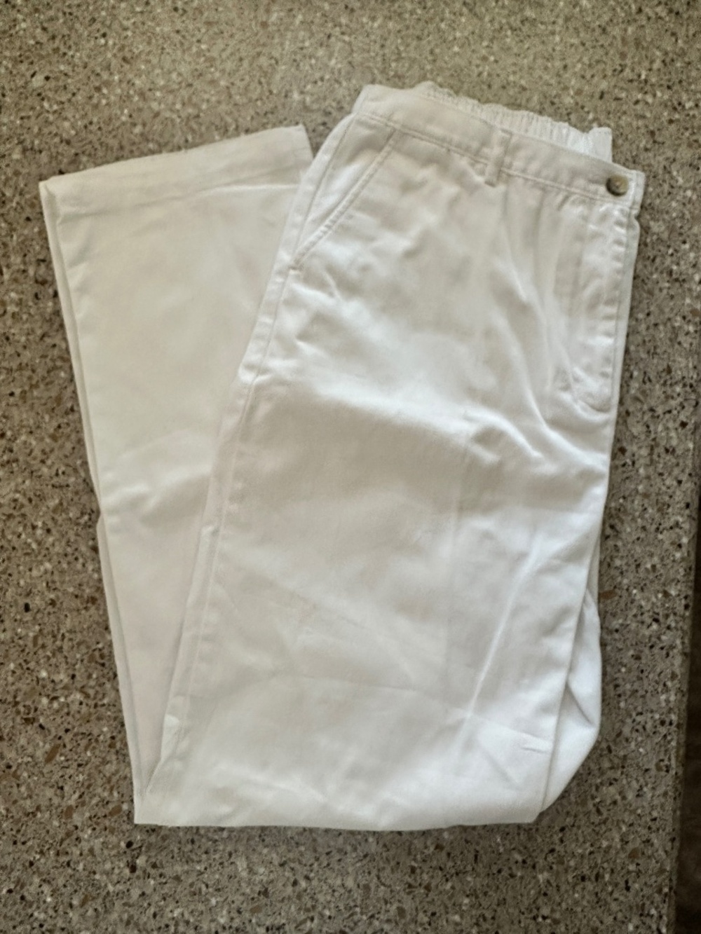 Lands End Women’s 14 Tall White Stretch Cotton Jean Pants Straight Leg Hi Waist